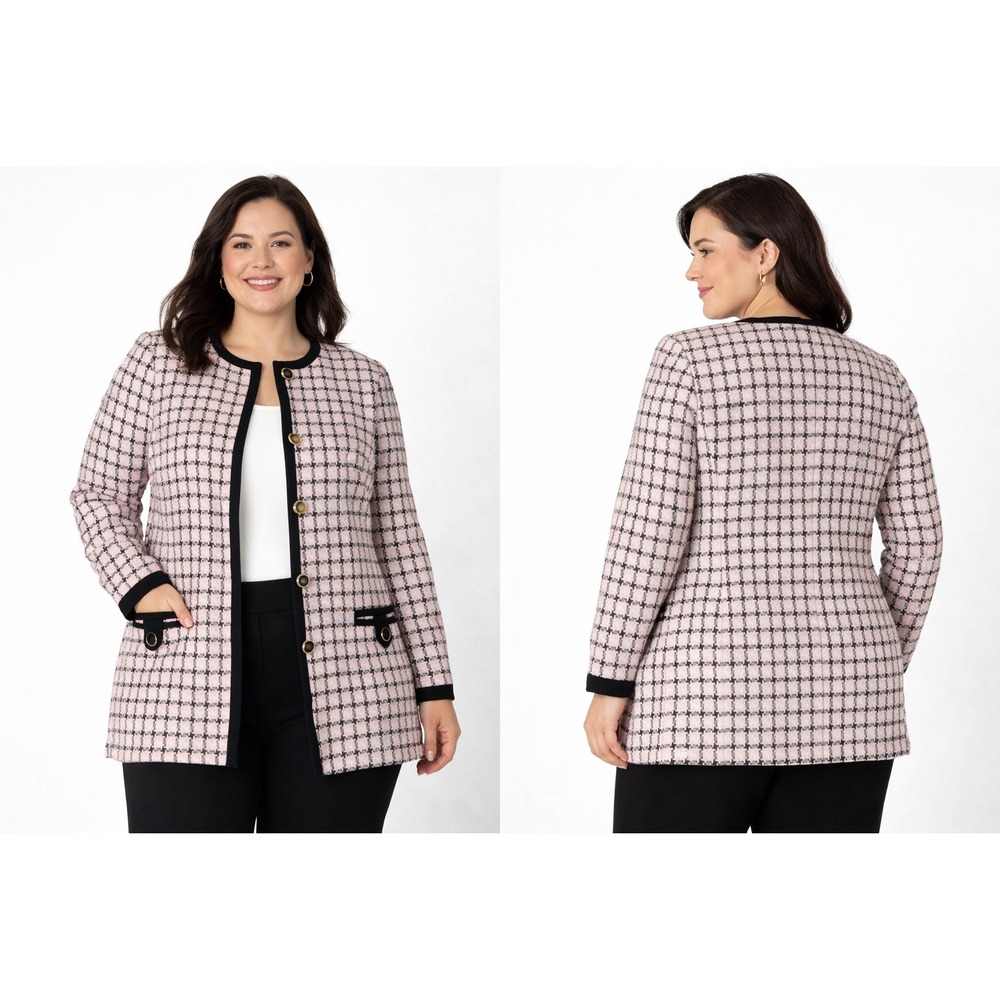 Executive Collection Blazer Women Medium Pink Tweed Jacket Classic Preppy